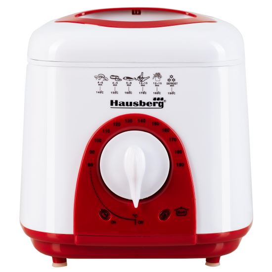 Friteuza Hausberg HB 1320 A-R, 850W - 950 W, 1 L, Alb/Rosu