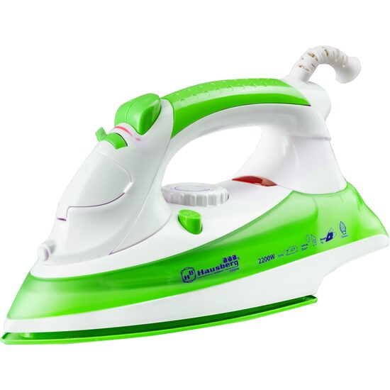 Fier de calcat Hausberg HB-7805VR, 2300W, 165ml, talpa ceramica, jet abur 12g/min, abur verticala 25g/min, sistem antipicurare, sistem autocuratare, Alb/Verde