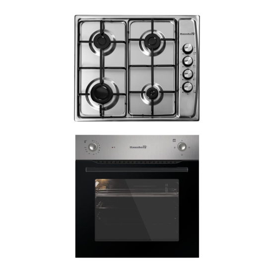 Pachet Cuptor Incorporabil Hausberg HB-8043IN + Plita Incorporabila Hausberg HB-555, 4 arzatoare, Gaz, Aprindere electrica, Inox