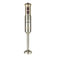 Blender de mana Hausberg HB-7668AU, 1000 W, 2 viteze, lama din otel inoxidabil, motor cupru, Auriu-Inox
