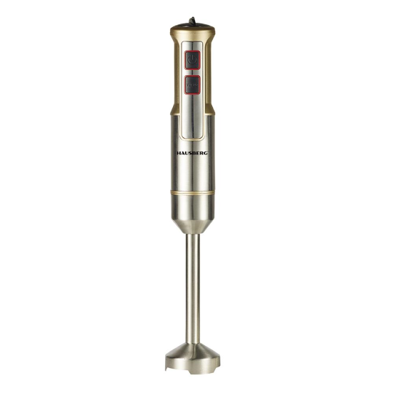 Blender de mana Hausberg HB-7668AU, 1000 W, 2 viteze, lama din otel inoxidabil, motor cupru, Auriu-Inox