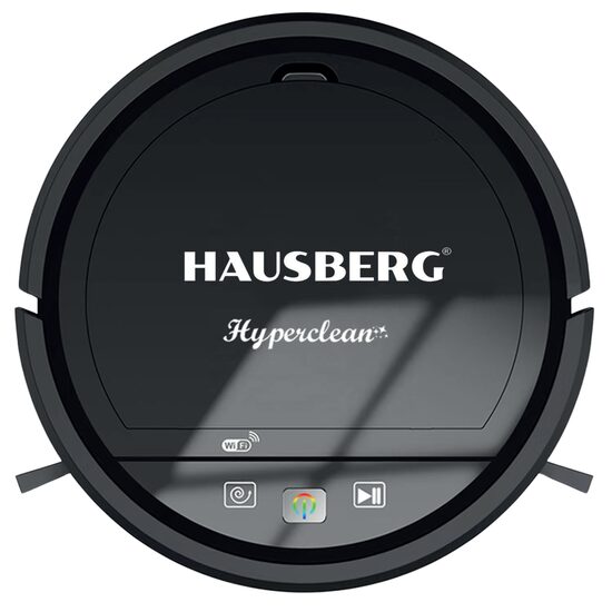 Robot de aspirare Hausberg HB3005, WiFi, 20W, aspirator si mop,  control vocal, curata suprafata 90-120m/2,  Autonomie 2 ore, recipient praf 350ml,  Nivel zgomot 65 dB, Negru