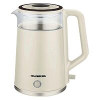 Cana fierbator HAUSBERG HB-3619BEJ, 1500 - 1800W, capacitate 2L, Anti-uscare, Oprire automata, Material Inox, sticla + plastic Bej