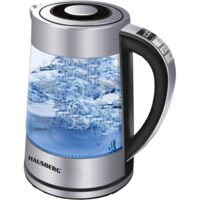 Cana fierbator din sticla cu afisaj digital HAUSBERG HB-3625, putere 1500-1800W, capacitate 2L, indicator LED, oprire automata, Material inox + sticla