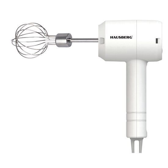 Mixer portabil de mana HAUSBERG HB-4110, putere 20W, 3 viteze, Baterie 800mAh, Alb