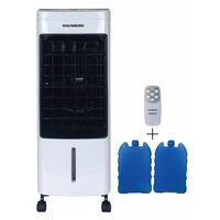Ventilator cu racire si umidificare Hausberg HB-5955, 3 viteze, temporizator 12h, rezervor 4L, telecomanda, alb