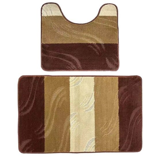 Set 2 covoare baie HAUSBERG HB-H437MR, material textil, 57x100/57x50 cm, Maro