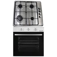 Pachet incorporabil Hausberg Cuptor HB-8053IN, Electric, Putere 2225 W, 71 l, 6 Functii, Ventilatie, Timer, Clasa A, Plita incorporabila HAUSBERG HB-580IN, aprindere electrica, gaz, 4 arzatoare, sistem siguranta, Negru-Inox
