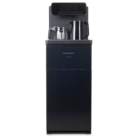 Dozator apa de podea multifunctional HAUSBERG HB-6030NG, cu amplasarea bidonului la baza si Tea Bar, Apa calda/rece, Ceainic, Fierbator, Racire cu compressor, Negru
