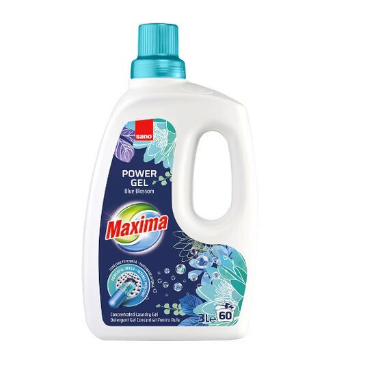 Detergent gel concentrat pentru rufe Sano Maxima Blue Blossom , 60 spalari, 3 l
