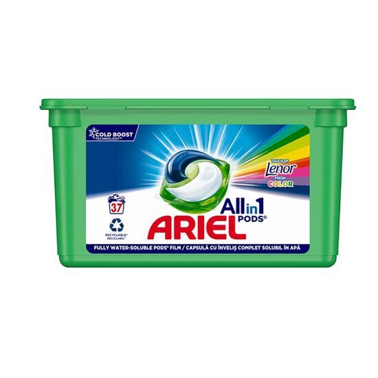 Ariel detergent de rufe capsule, All in 1 Pods Touch of Lenor Color, 37 bucati