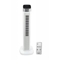 Ventilator turn digital Hausberg HB-5953AB, 55W, 41 inch, 3 viteze, 3 moduri, temporizator 24h, LED, oscilatie, telecomanda, difuzor parfum, alb