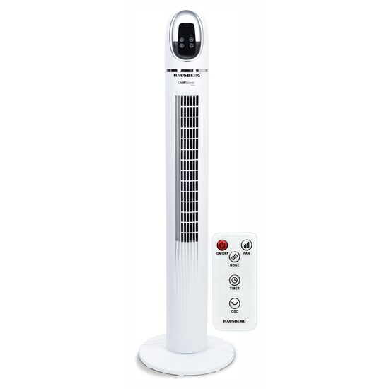 Ventilator turn digital Hausberg HB-5958AB, 55W, 45 inch, 3 viteze, temporizator 24h, LED, oscilatie, telecomanda, alb