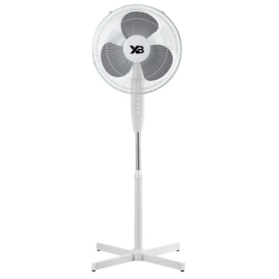 Ventilator cu picior Hausberg XB-110, 45W, 16 inch, 3 viteze, oscilatie, inaltime reglabila, alb