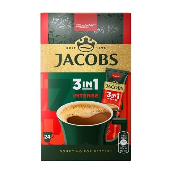 Jacobs Intense 3 in 1 Cafea instant, 11.1 g x 24 buc