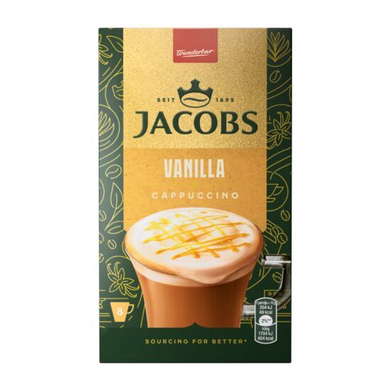 Cafea instant Cappuccino Vanilla Jacobs , 8 plicuri x 12g