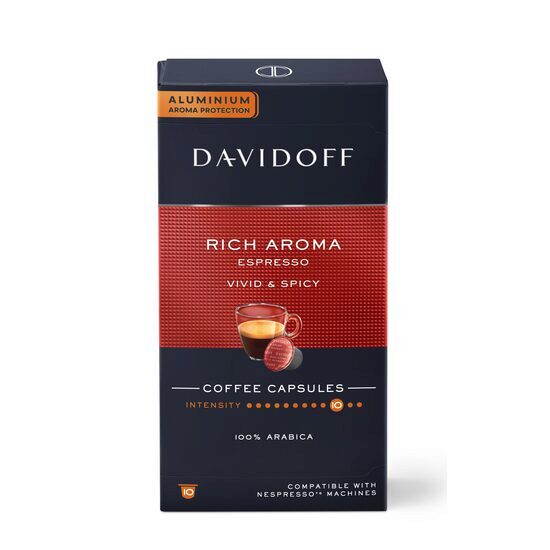 Capsule cafea Davidoff Café Rich Aroma Espresso, 10 capsule x 5.5g, Compatibil sistem Nespresso, 10 bucati