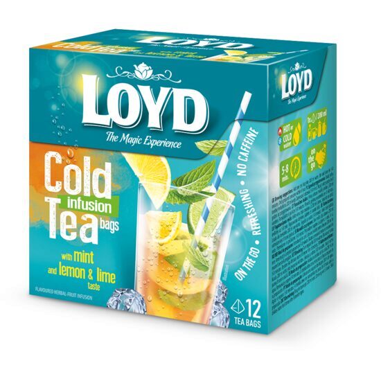 Ceai Loyd Cold Infusion Tea Lemon&Lime&Mint, 12 plicuri