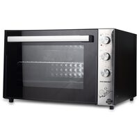 Cuptor Electric HAUSBERG HB-8022, 2500W, Capacitate 70L, Termostat reglabil, Temporizator mecanic cu alarma sonora si oprire automata, Negru/Inox