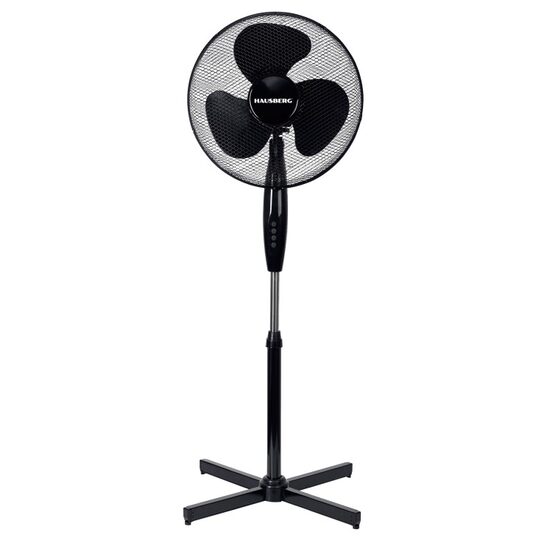 Ventilator cu picior 16 inch HAUSBERG HB5100NG, 40–55W, 3 viteze, oscilatie 80 grade, motor silentios, reglabil