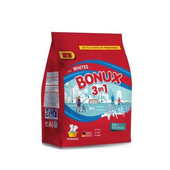 Detergent rufe manual Bonux 3 in 1 Polar Ice Fresh, 400 g, 7 spalari