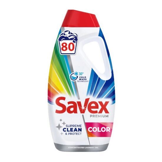 Detergent de Rufe Lichid Savex Premium Color Supreme Clean, 3.6 l, 80 Spalari