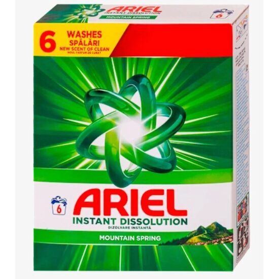 Detergent de rufe automat Ariel Instant Dissolution Mountain Spring, 6 spalari, 390g