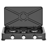 Aragaz portabil Minigaz triplu Hausberg HB-H403NG, 2×2.2kW + 1kW, arzatoare aluminiu, supape CE, corp metalic