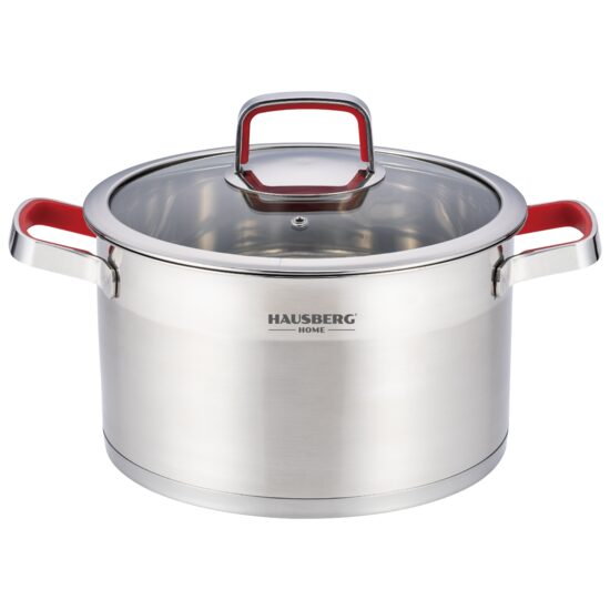 Oala inox 20cm Hausberg HB-H LUX 820 cu capac sticla inductie