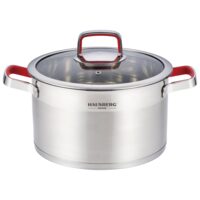 Oala inox 24cm Hausberg HB-H LUX 824 cu capac sticla inductie